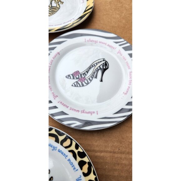 2004 Delphine Cubitt Salad Plates Tapas Appetizer Desert Shoe Boot Design Set 4 - Picture 5 of 14